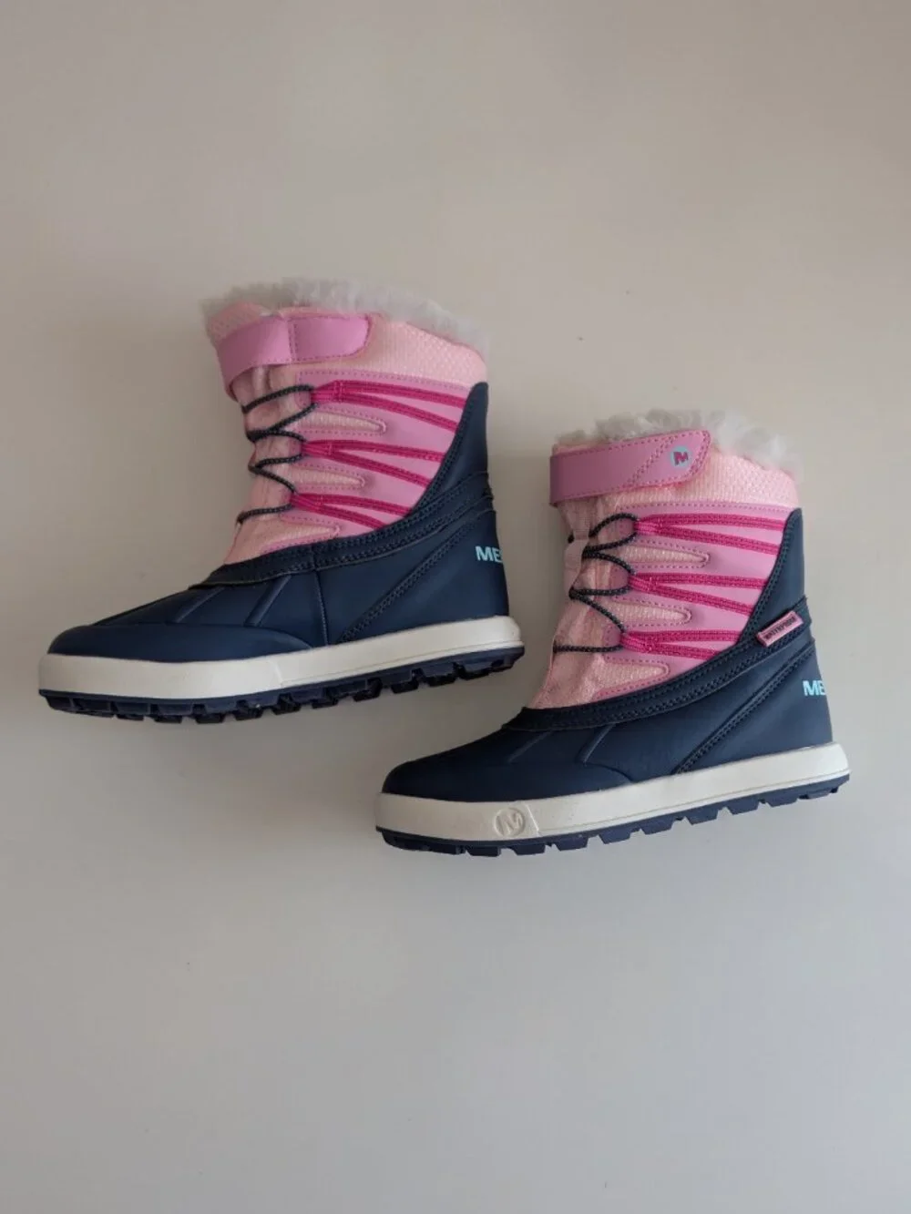 Merrell Snow Bank 5.0 Waterproof Boots - Girls - Pink and Navy - Size 1